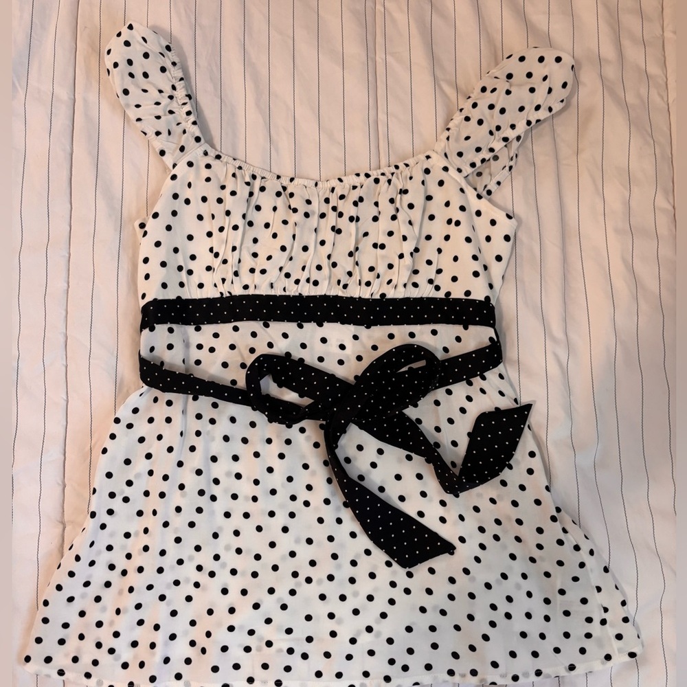 Hollister White and Black Polka Dot Dress